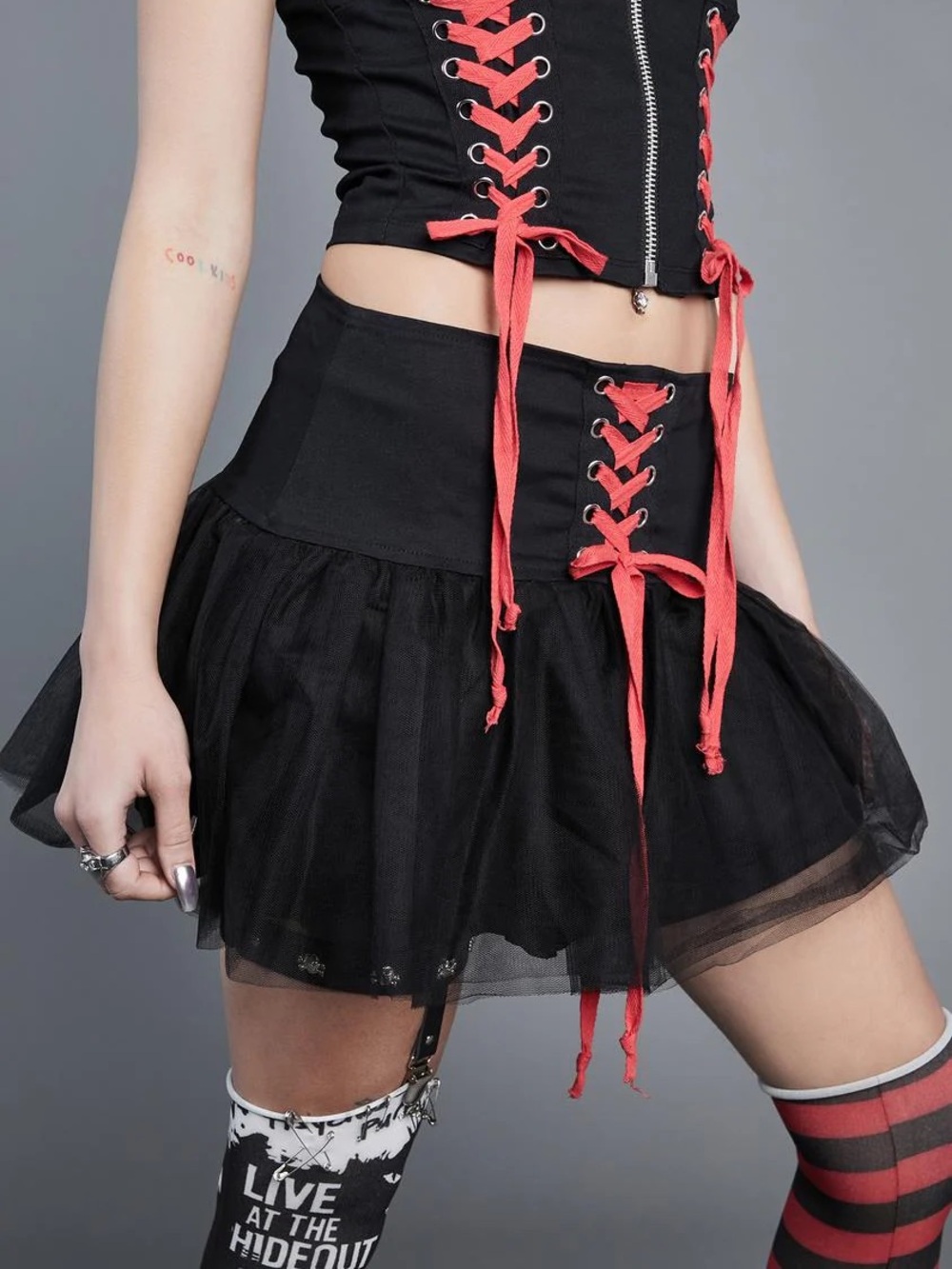 NWT Widow Dolls Kill Souls Aflame Lace-Up Mini Skirt XS